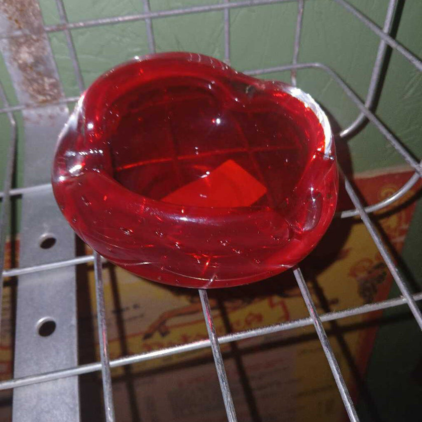 Red Glass Ashtray