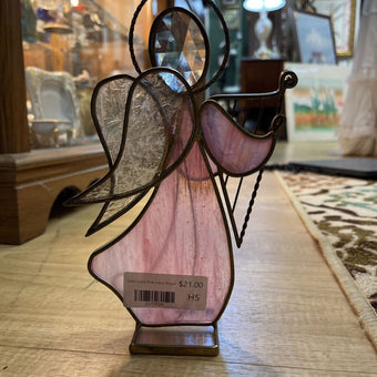 Stain Glass Pink Harp Angel