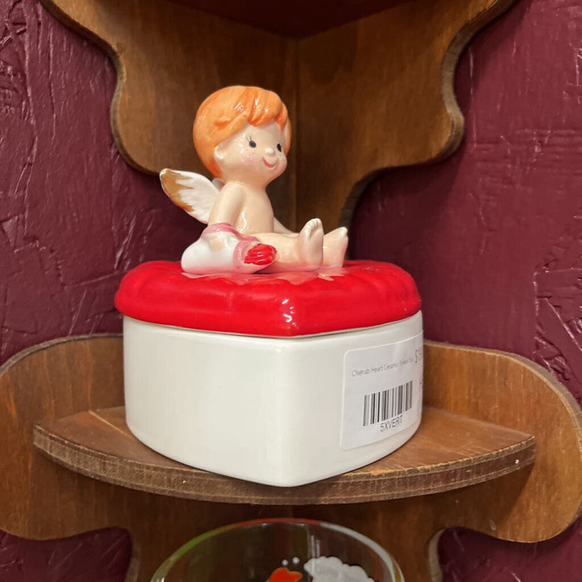 Cherub Heart Ceramic Trinket Box