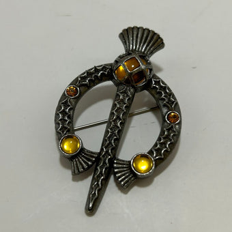 Scottish Amber Cloak Brooch