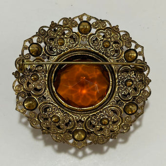 West Germany Amber Topaz Brooch