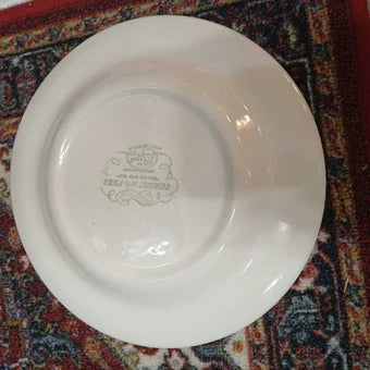 Blue Transferware Plate Currier & Ives