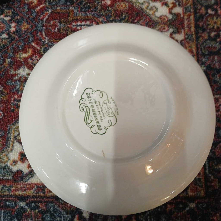 Blue Transferware Plate Currier & Ives