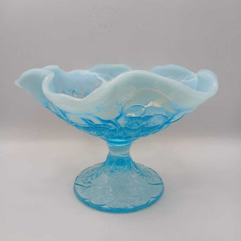 Fenton Water Lily Blue Compote