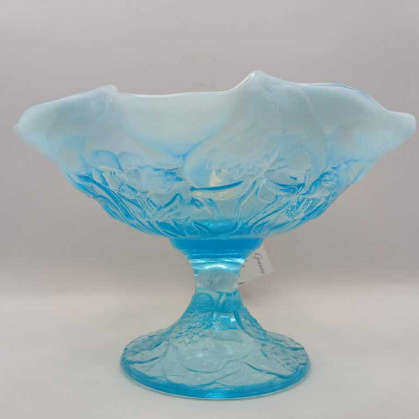 Fenton Water Lily Blue Compote