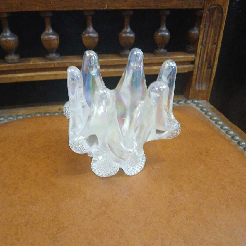 Iridescent glass candle holder