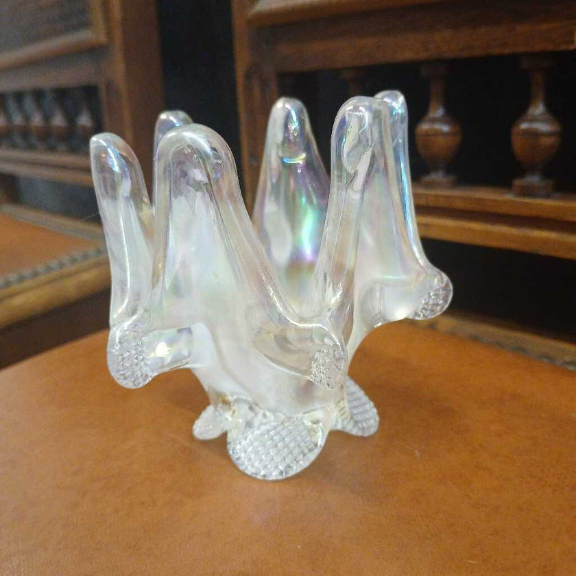 Iridescent glass candle holder