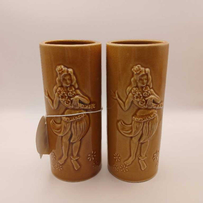 Hula Girl Tiki Vases