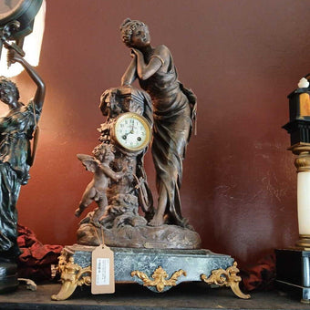 French Bronze & Marble Time & Strike Statue