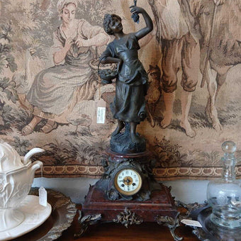 French Bronze & Marble Time & Strike Statue