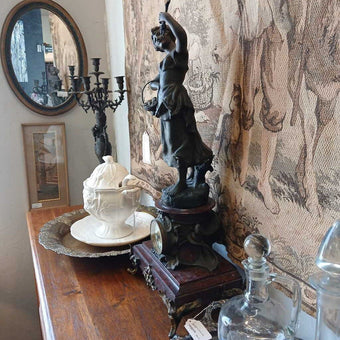 French Bronze & Marble Time & Strike Statue