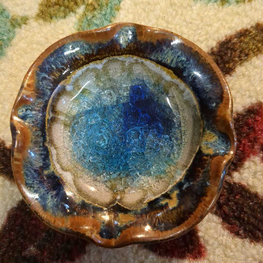 Crackle Glass Trinket Dish