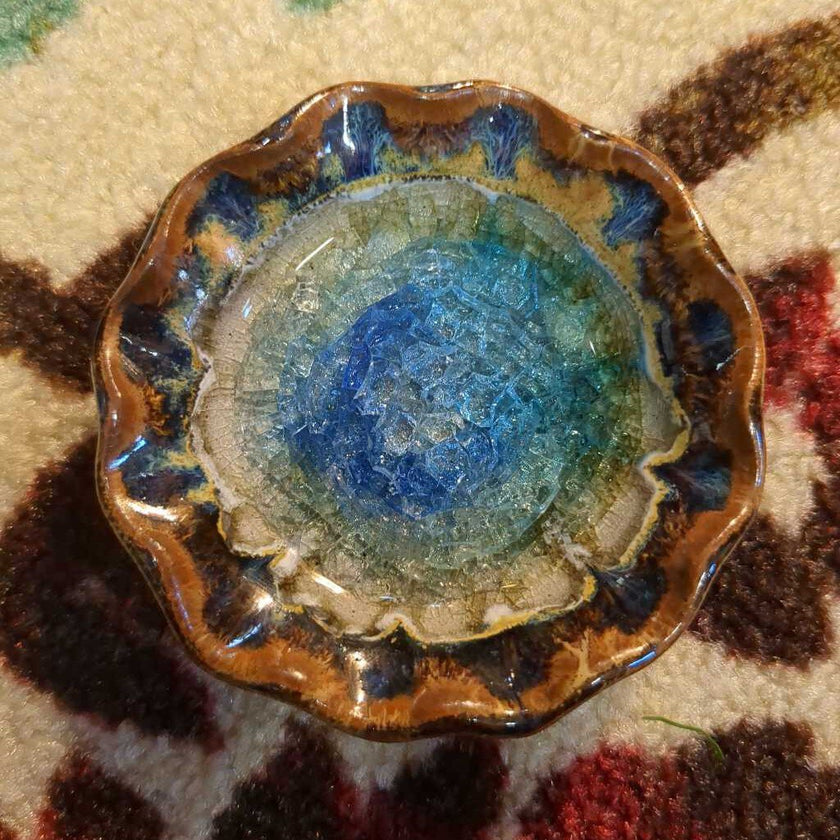 Crackle Glass Trinket Dish