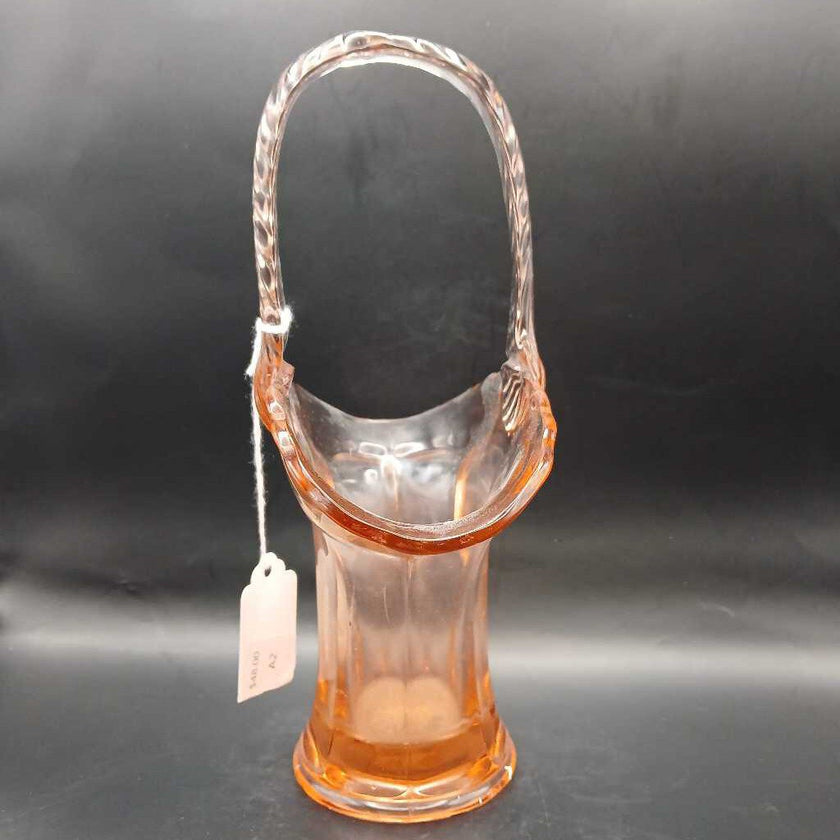 Pink Depression Glass Basket