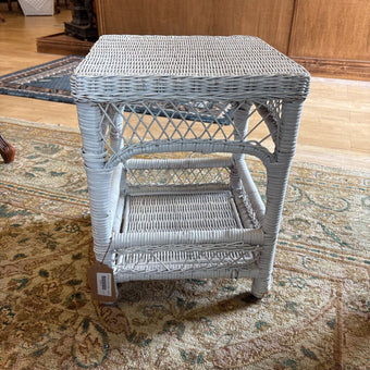 White wicker shelf