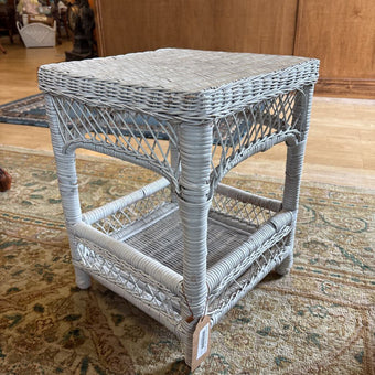 White wicker shelf