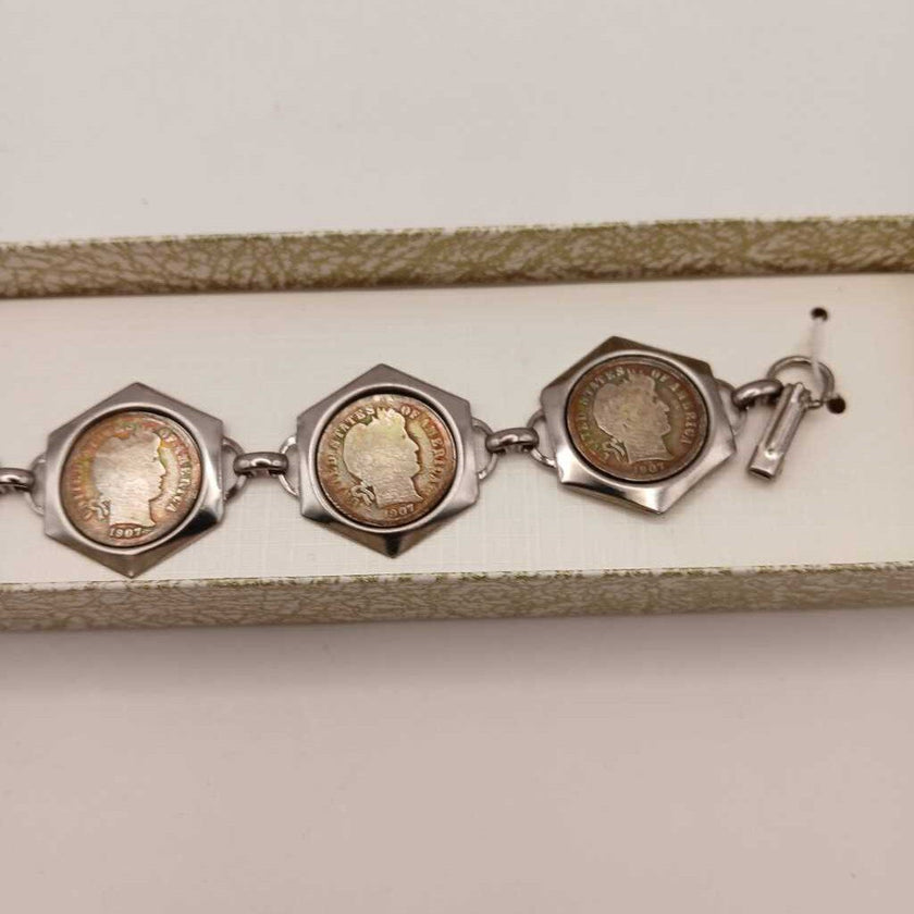 1907 Barber Dime Bracelet OK State Hood