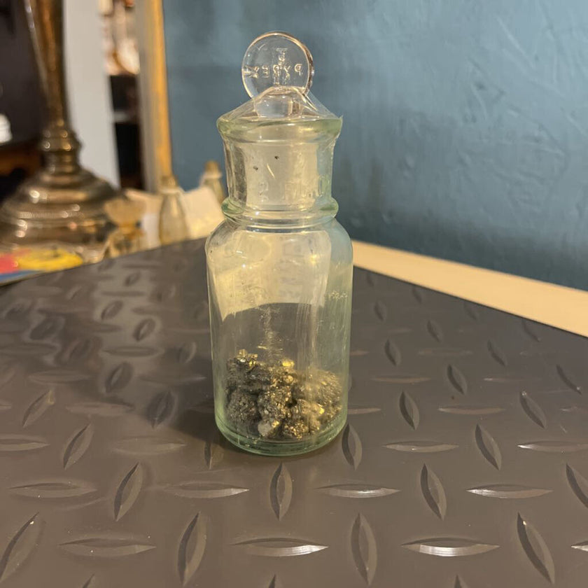 Antique Apothecary w/ Stopper plus Pyrite Minerals