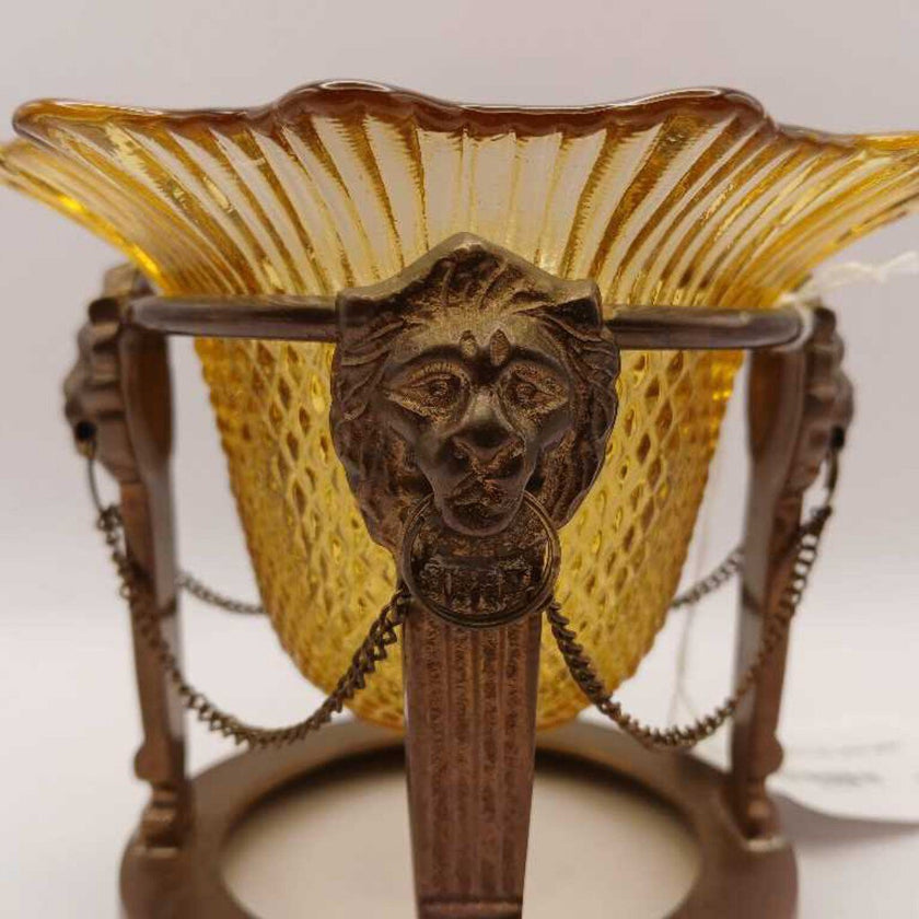 Brass Stand with Amber Glass