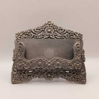 Floral Pewter Business Card Holder