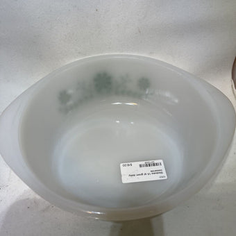 Glasbake 1.5 qt green daisy casserole