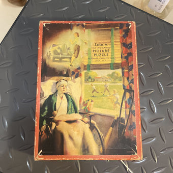 Antique Wood Puzzle, Boy in Wheelchair (complete)