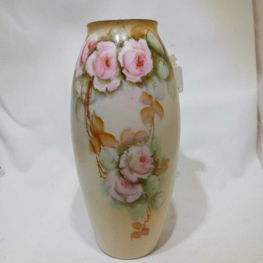 Antique Limoges P.L. Hand Painted Floral Vase