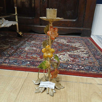 RG- painted floral candlestick