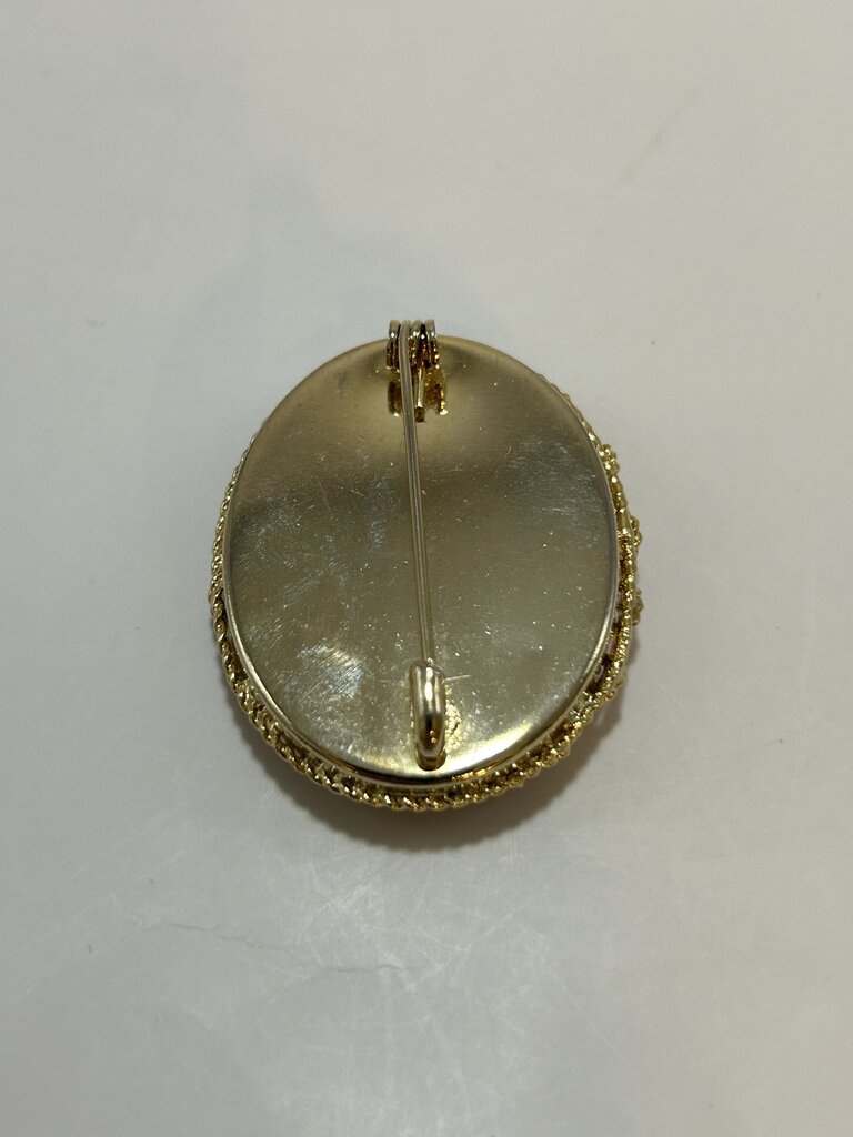 Black Oval Micro Mosaic Brooch