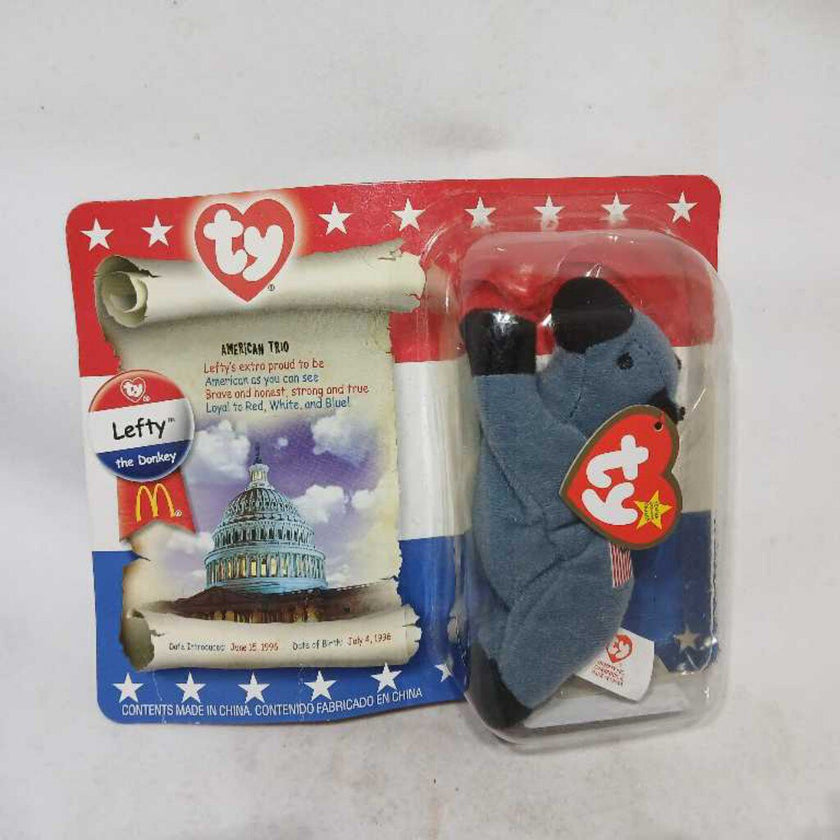 TY Original Lefty The Donkey Beanie Baby 1999