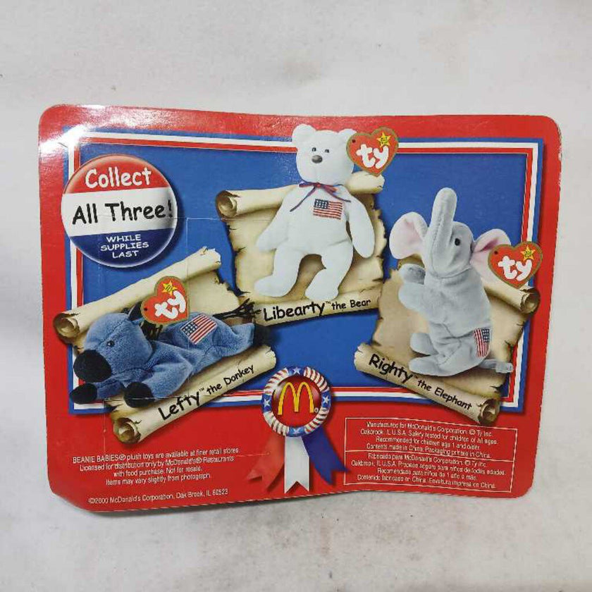 TY Original Lefty The Donkey Beanie Baby 1999