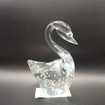 Vintage Glass Swan Paperweight