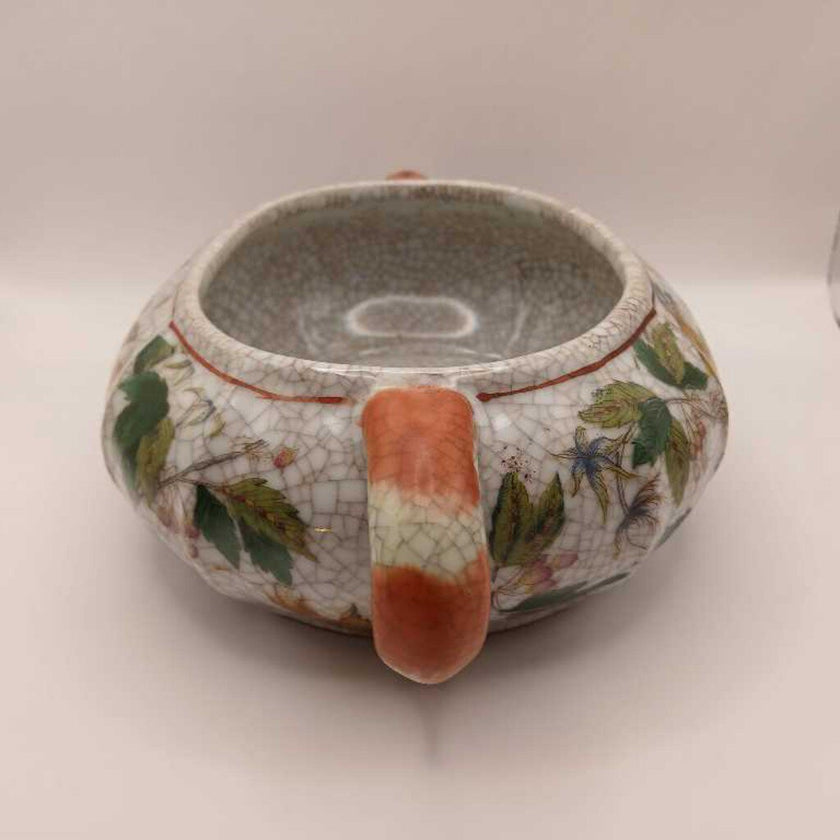 WONG LEE Crackled Glaze Porcelain Planter w/ Birds