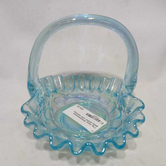 Vintage Aqua Westmoreland Glass Basket with Rosettes