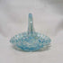 Vintage Aqua Westmoreland Glass Basket with Rosettes