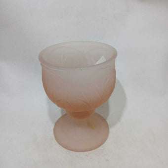 Vintage Tiara Indiana Glass Pink Frosted Satin Goblet