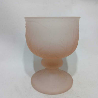 Vintage Tiara Indiana Glass Pink Frosted Satin Goblet