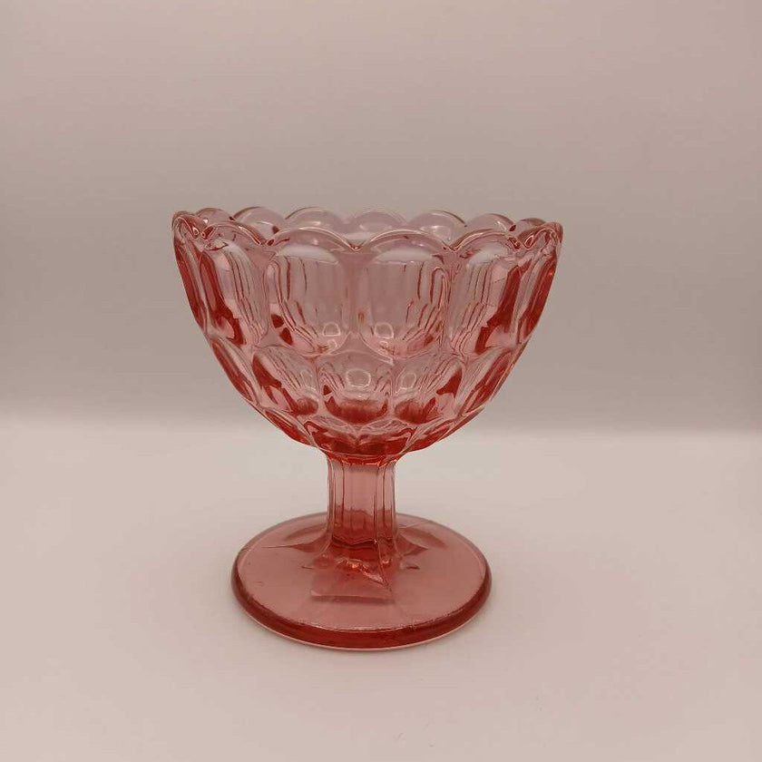 Fenton Thumbprint Pink Glass Footed Candy Dish