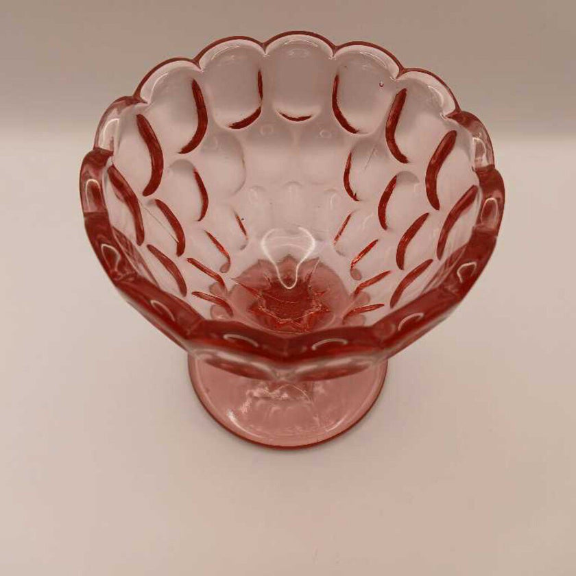 Fenton Thumbprint Pink Glass Footed Candy Dish