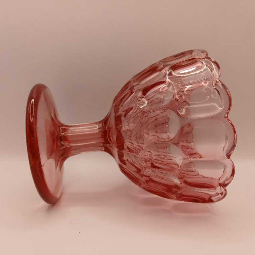 Fenton Thumbprint Pink Glass Footed Candy Dish