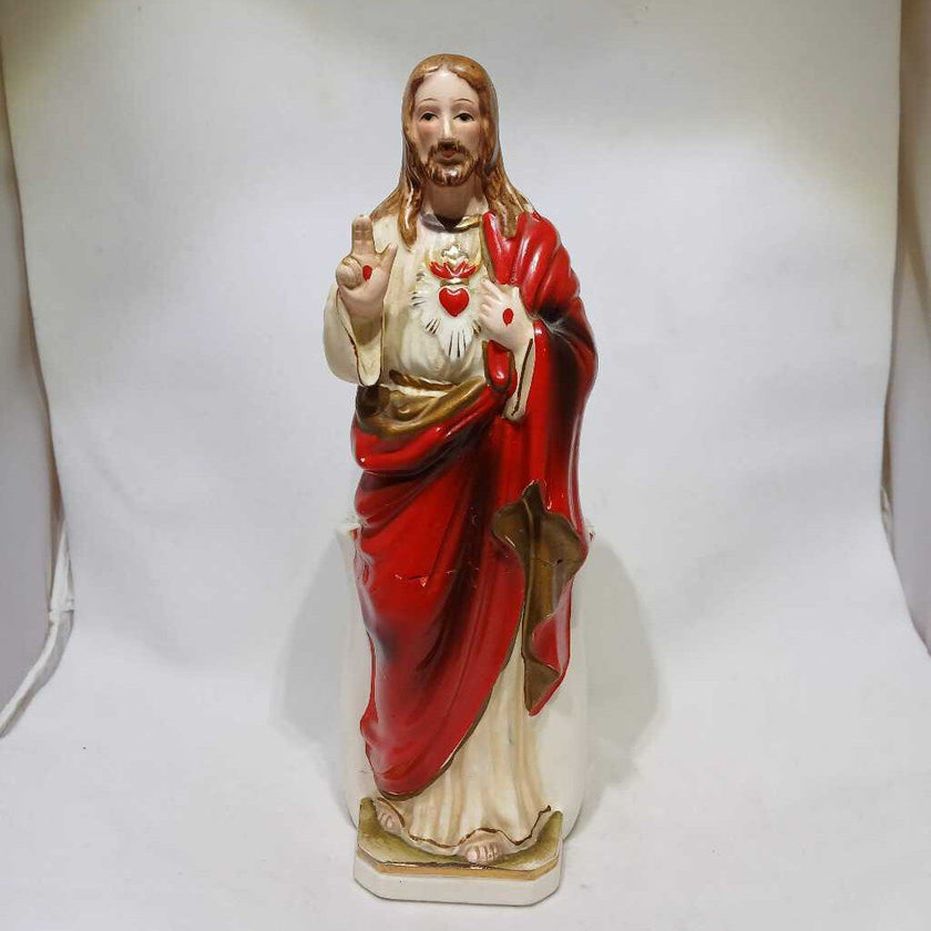 Vintage Sacred Heart of Jesus Figure with Planter