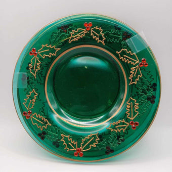 Vintage Set of 4 Emerald Christmas Plates