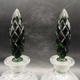 Pair of unusual Perfume Bottles with green stoppers