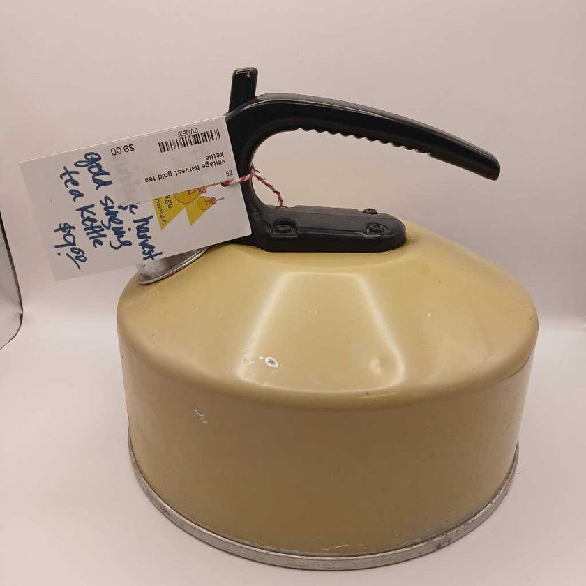 vintage harvest gold tea kettle