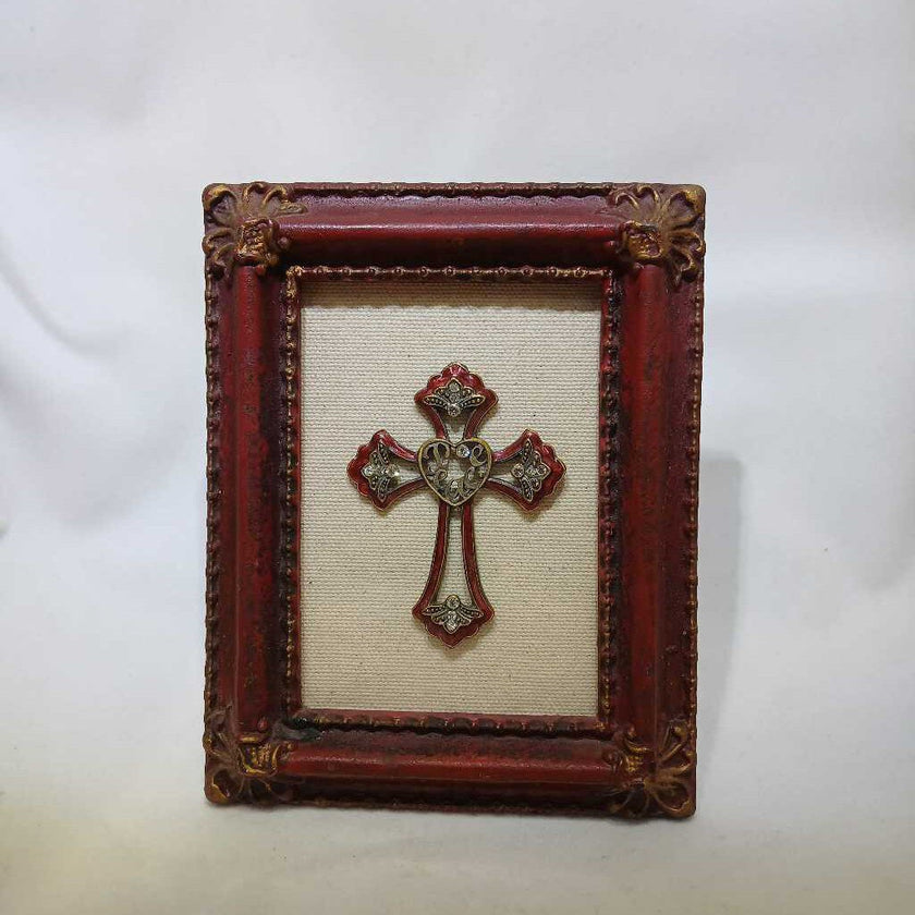 Vintage Jeweled Handcrafted Cross 4x6