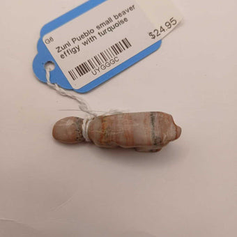 Zuni Pueblo small beaver effigy with turquoise