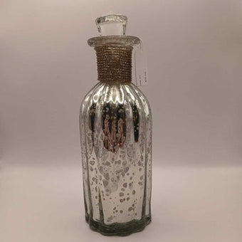 VTG Mercury Glass Bottle w/ Crystal Stopper