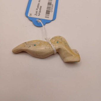 Zuni Pueblo snake effigy with turquoise