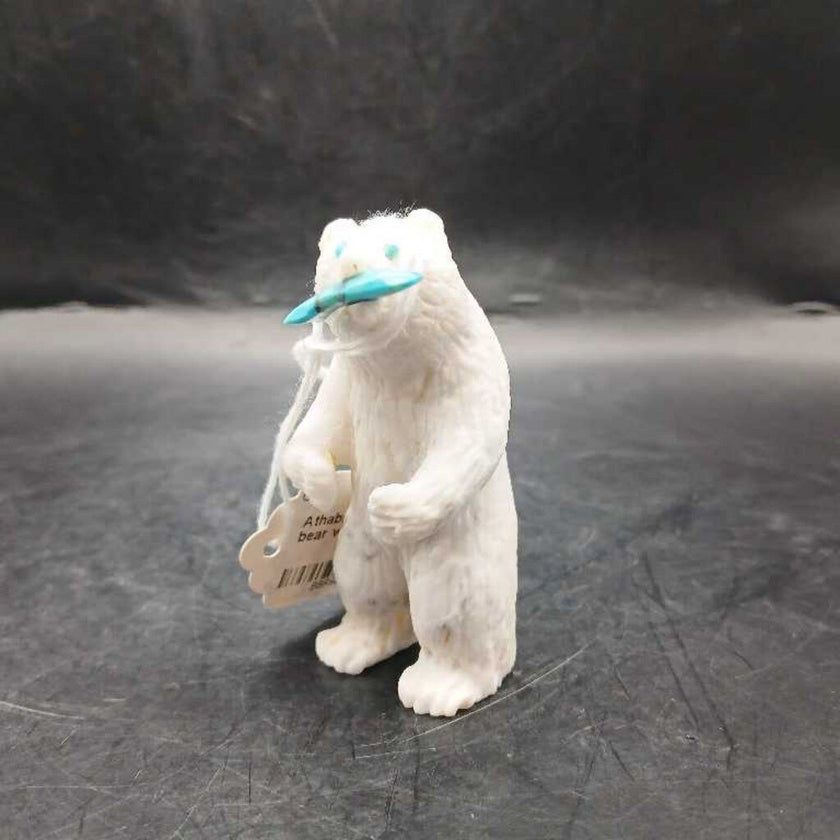 Athabascan carved fetish bear with fish in mouth
