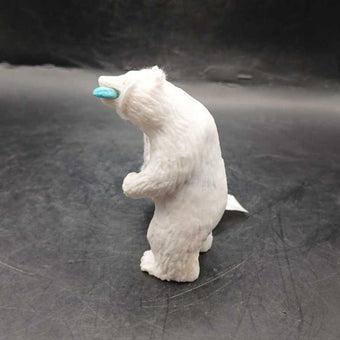 Athabascan carved fetish bear with fish in mouth